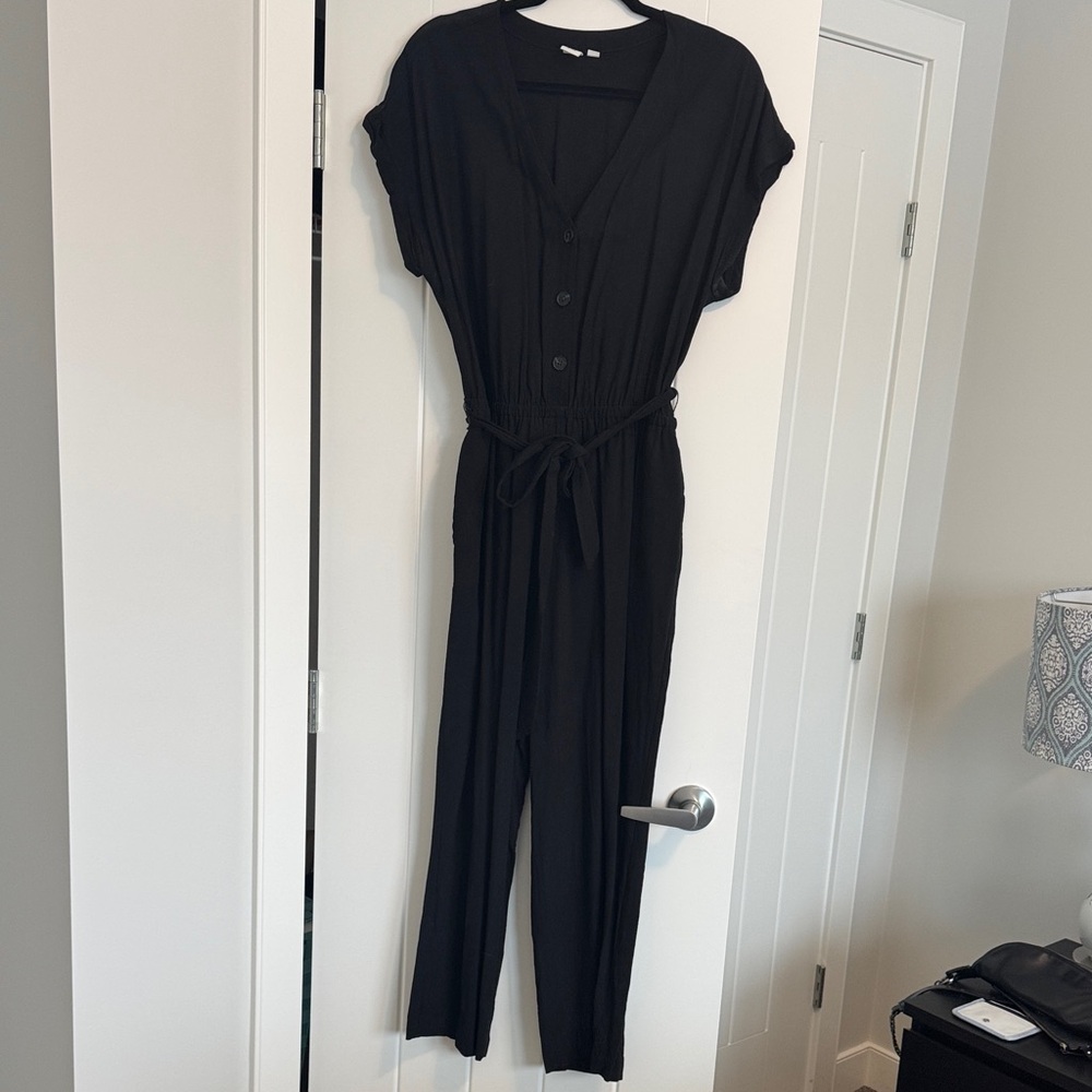 GAP Black Button-Front Jumpsuit